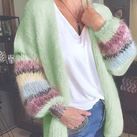 Nuovo inverno moda donna manica lunga tinta unita peluche cardigan maglione cappotto top sciolto capispalla casual