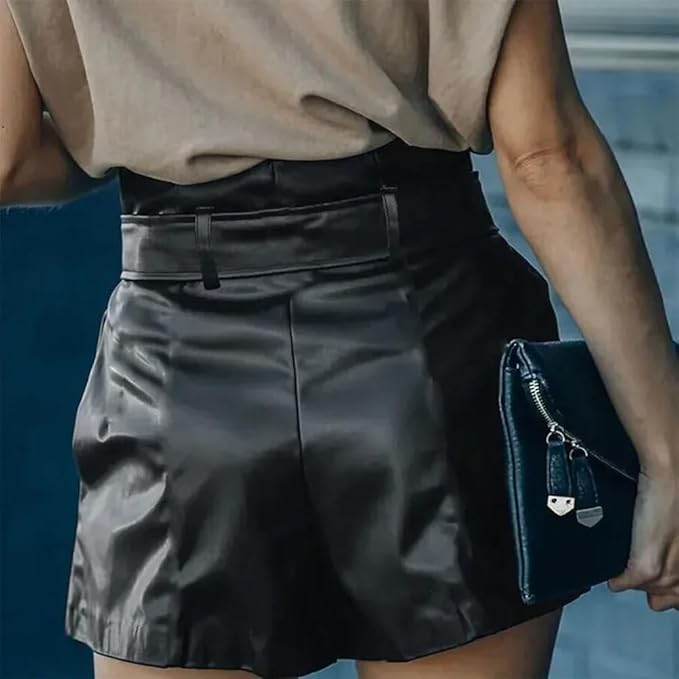 Shorts Donna in Ecopelle con Tasca Vita Alta Sexy PU