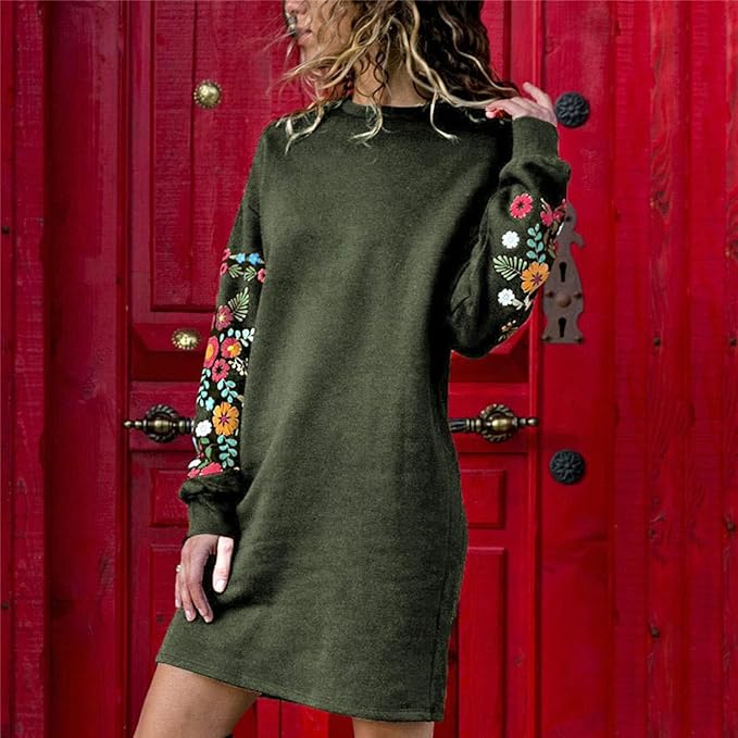 Abito a maglia da donna, invernale, a maniche lunghe, lunghezza al ginocchio