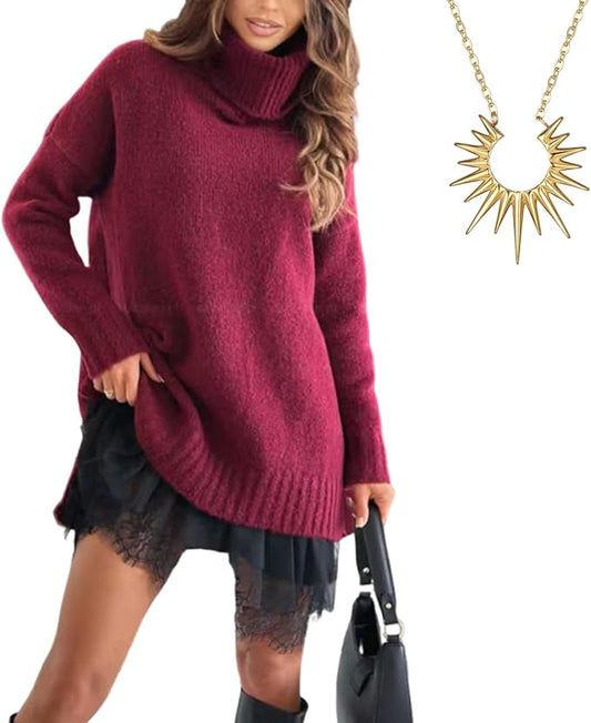 Abito Dolcevita da Donna, Top A Collo Alto Ampio