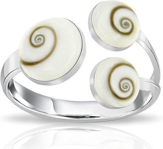 Planetys - Anello in argento 925/1000 con 3 madreperla