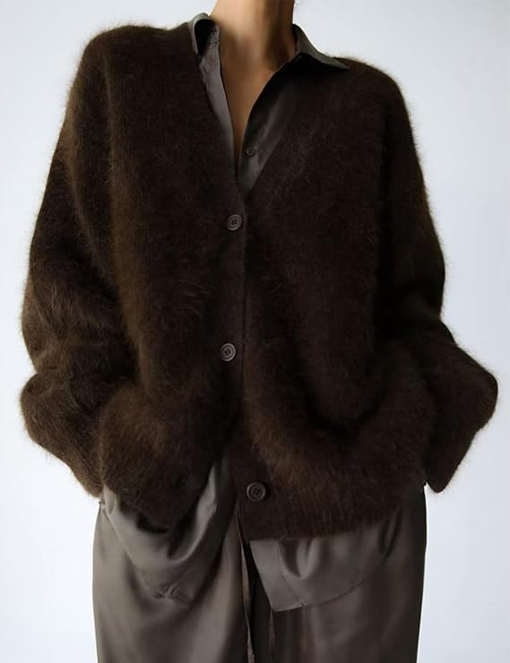 Cardigan da donna sfocato maglione con scollo a V