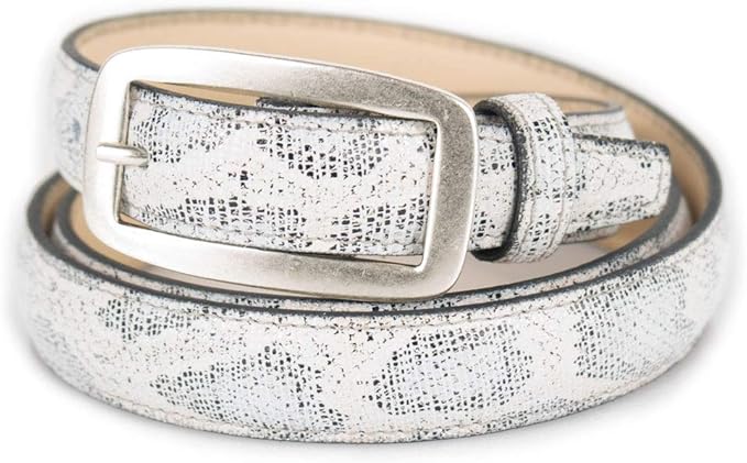 Cintura donna slim in pelle stampa pitone serpente animalier cinta sottile con fibbia da ragazza per jeans pantaloni abiti di moda artigianale 2 cm italy made Vera Pelle