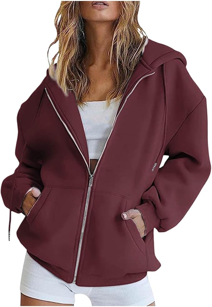 Felpa con Cappuccio e Zip Giacca Pile da donna