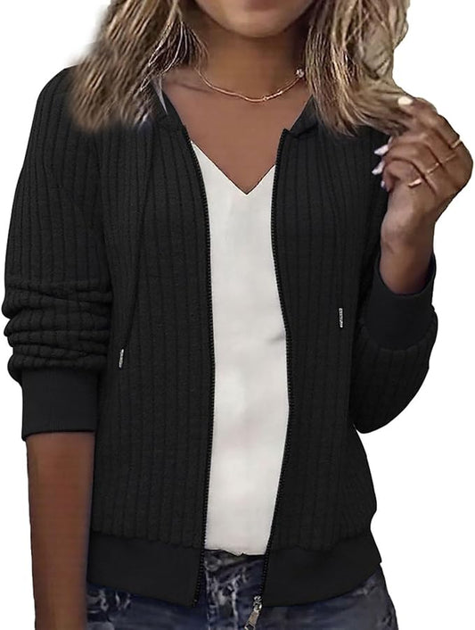 Yeenily Felpa Donna con Zip E Cappuccio