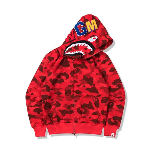 New Bape Camouflage Thin Hooded Zipper Jacket Shark Jacket Cappotto unisex con cappuccio e cerniera moda camouflage