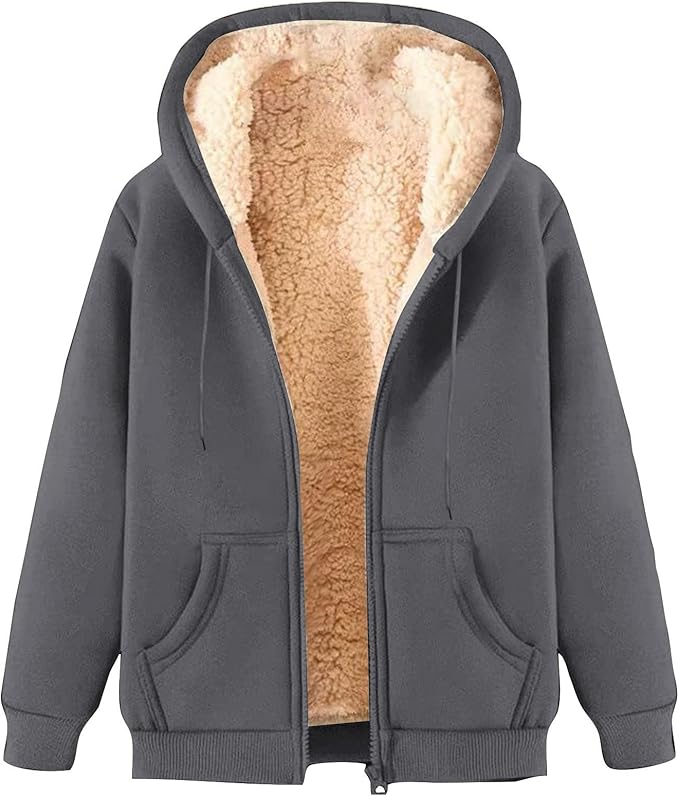 Giacca Pile Donna Fine Fleece Warm con Zip - Autunno Inverno Primavera Sci Montagna Unisex - Manica Lunga Felpa con Cappuccio Pelliccia Morbido