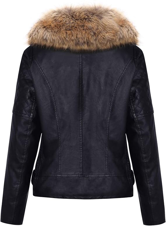 Giacca in Finta Pelle con pelo Caldo Foderata in Pile