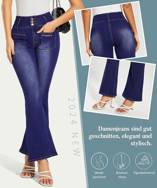 Jeans Svasati con Tasche Frontale Bootcut Donna