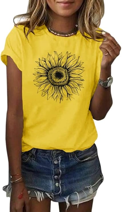 Magliette Larghe T-Shirt con girasole
