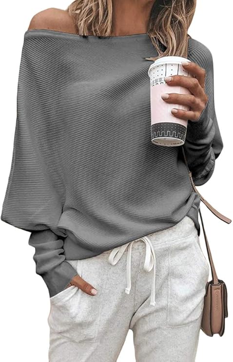 ORANDESIGNE Donna Maglione Maglia Maniche Lunghe Pipistrello