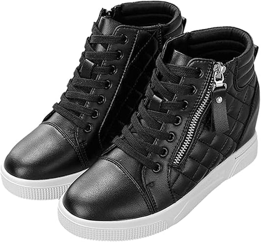 Sneakers con Zeppa e Cerniera da Ginnastica con Zeppa Invisibile