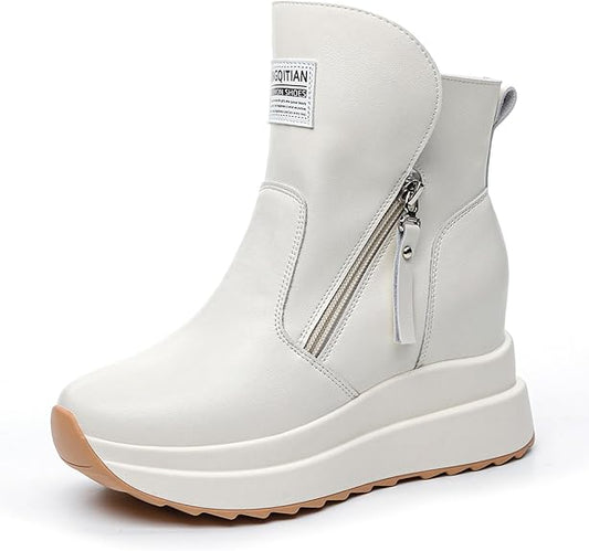 Sneakers Zeppa Donna Scarpe da Ginnastica Moda Pelle Alte tacco interno 9 cm