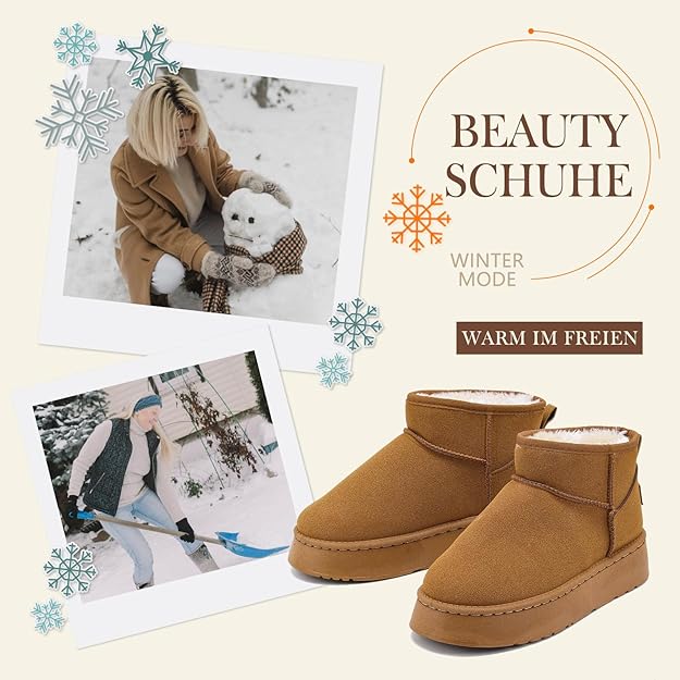 Stivali Invernali Impermeabili Stivaletti Con Pelo Breve Moda