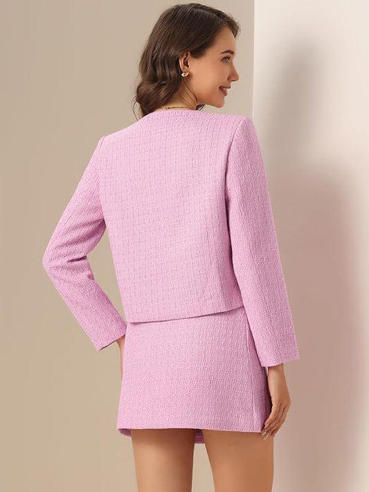 Tailleur Donna Eleganti in Tweed da Lavoro Set Gonna