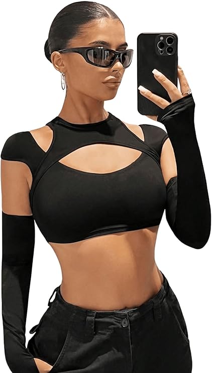 Top da donna Cut Out con scollo Y2k