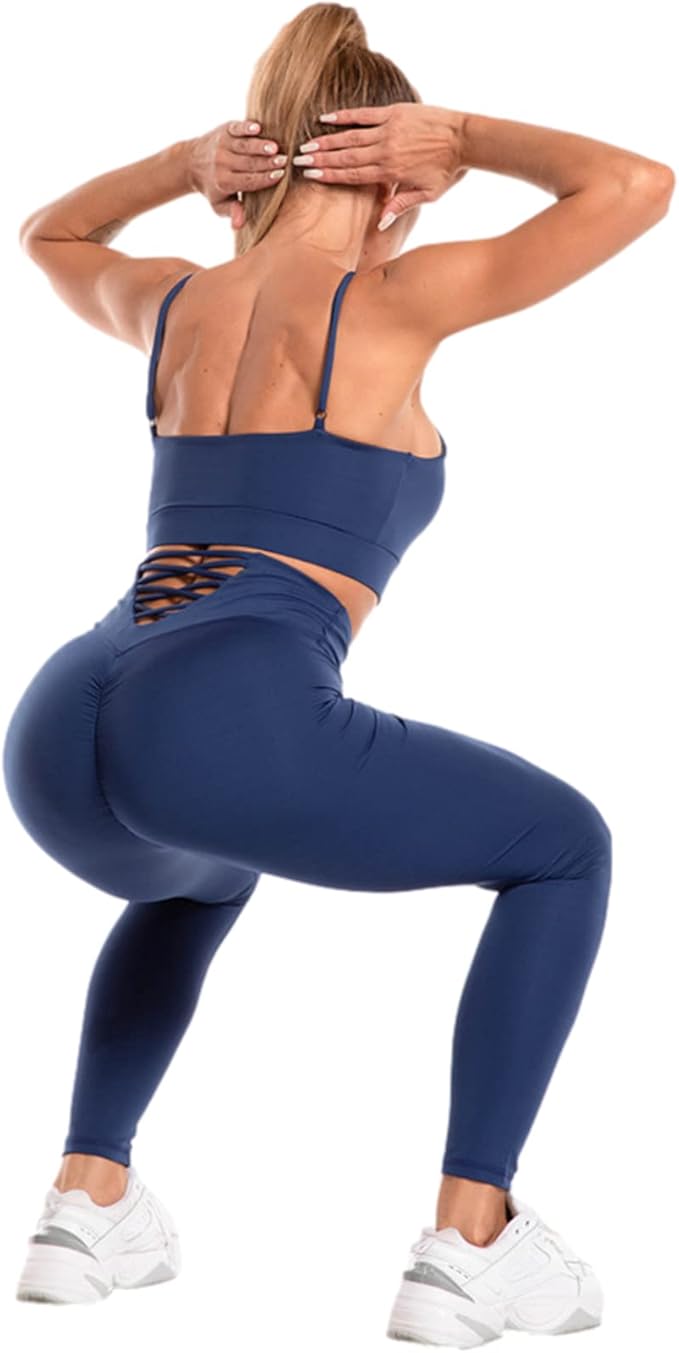 Donna 3 Pezzi Tuta da Yoga Gym Allenamento Sexy Reggiseno a Canotta Incrociato + Top Corto con Cappuccio + Legging Palestra