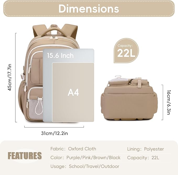 Zaino Traspirante e Confortevole alla Moda Casual in tessuto Oxford per Ragazze