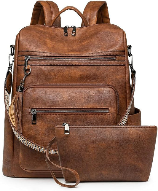 Zaino da donna 15,6 pollici, in pelle, per computer portatile, moderno, per la scuola, bagaglio a mano, zaino da viaggio