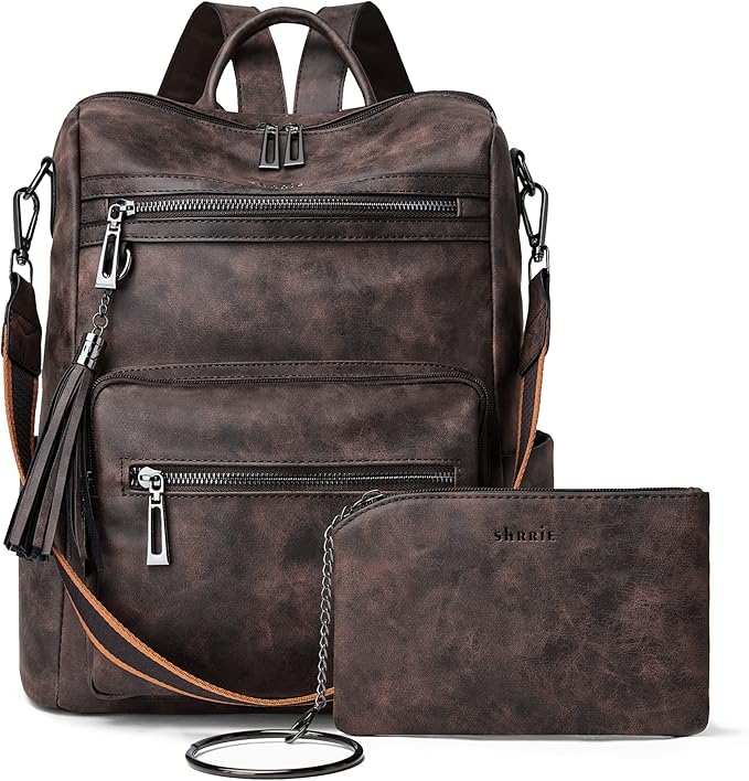 Shrrie Zaino Donna con Portafoglio, Borse a Zainetto Elegante Zaino PU Pelle