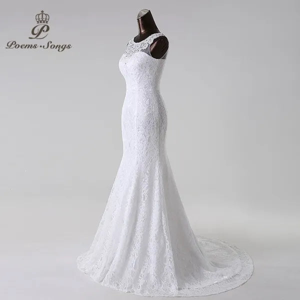 Elegante e conservatore bellissimo abito da sposa a sirena in pizzo abiti da noiva robe de mariage abito da sposa