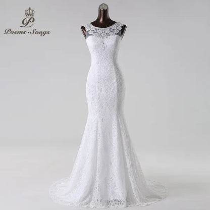 Elegante e conservatore bellissimo abito da sposa a sirena in pizzo abiti da noiva robe de mariage abito da sposa