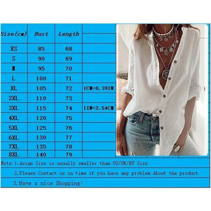 New Fashion Donna Autunno Inverno Abbigliamento Casual Manica lunga Top Camicie abbottonate larghe T-shirt da donna in puro cotone di colore Camicette taglie forti