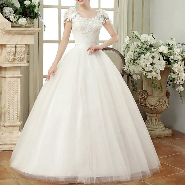 Abiti da sposa vintage in pizzo maniche ad aletta abiti da ballo lunghi con strascico per abiti da sposa cerimonia Vestido De Noiva Princesa