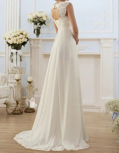 Abito lungo in pizzo temperamento bianco moda Abito da sposa stile europeo Abito da sposa aperto sul retro Abito con colletto basso