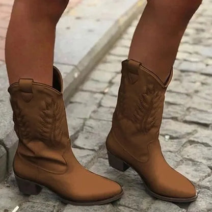 Stivali da cowboy occidentali Stivali da donna Stivali inverno Stivali bianchi e neri Scarpe moda