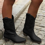 Stivali da cowboy occidentali Stivali da donna Stivali inverno Stivali bianchi e neri Scarpe moda