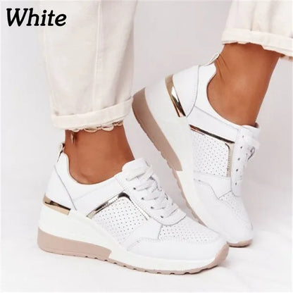 Sneakers da donna Scarpe sportive con zeppa stringate Scarpe vulcanizzate da donna Sneakers casual da donna con plateau Scarpe comode da donna