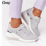 Sneakers da donna Scarpe sportive con zeppa stringate Scarpe vulcanizzate da donna Sneakers casual da donna con plateau Scarpe comode da donna