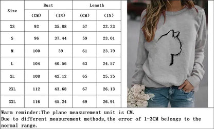 Felpe senza cappuccio con gatto carino Stampa di moda Pullover autunnali invernali a maniche lunghe casual da donna Top per adolescenti