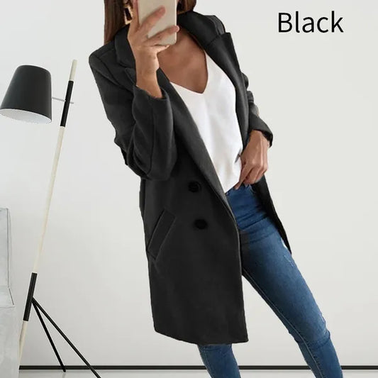 Moda Blazer Plus Size S-5XL Manica lunga Abito aperto sul davanti Tinta unita Office Lady Solid Blazer Donna Casual Oversize Blazer lungo Cardigan Giacche Cappotto