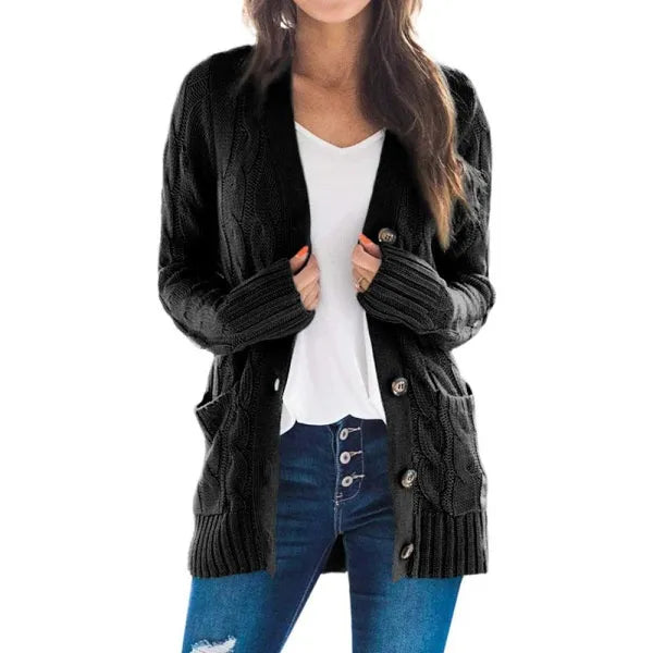 Cardigan a maniche lunghe da donna alla moda Cardigan frontale aperto in tinta unita da donna abbottonato Capispalla allentato Cappotto sottile primaverile e autunnale