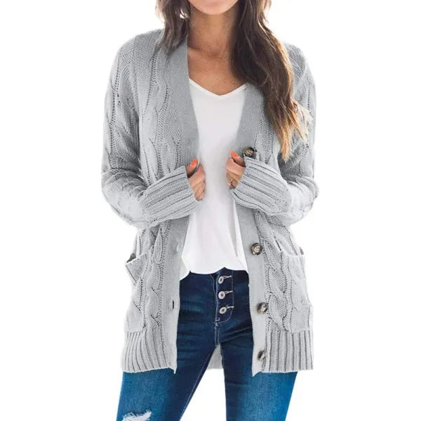 Cardigan a maniche lunghe da donna alla moda Cardigan frontale aperto in tinta unita da donna abbottonato Capispalla allentato Cappotto sottile primaverile e autunnale