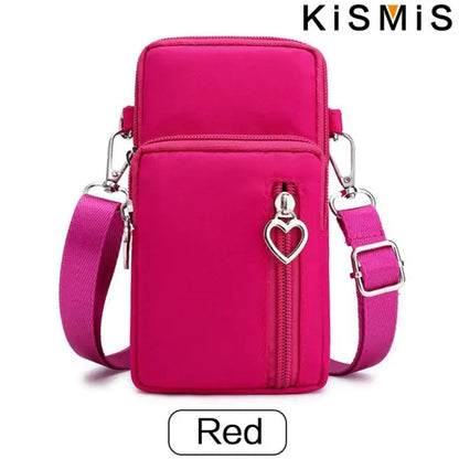 KISMIS 1PC Moda Donna Borsa sportiva quadrata Mini custodia per cellulare Borse a tracolla a tracolla Borsa da braccio, adatta per sport, corsa, fitness, viaggi, regali, lavoro, appuntamenti