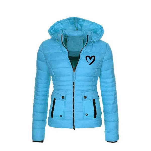 Cappotto invernale casual con cappuccio Cappotto da donna slim a maniche lunghe Parka con cerniera Piumino leggero