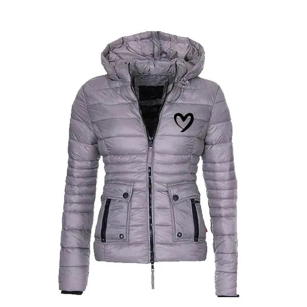 Cappotto invernale casual con cappuccio Cappotto da donna slim a maniche lunghe Parka con cerniera Piumino leggero