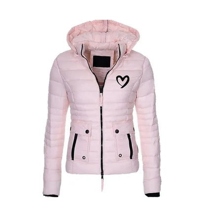 Cappotto invernale casual con cappuccio Cappotto da donna slim a maniche lunghe Parka con cerniera Piumino leggero