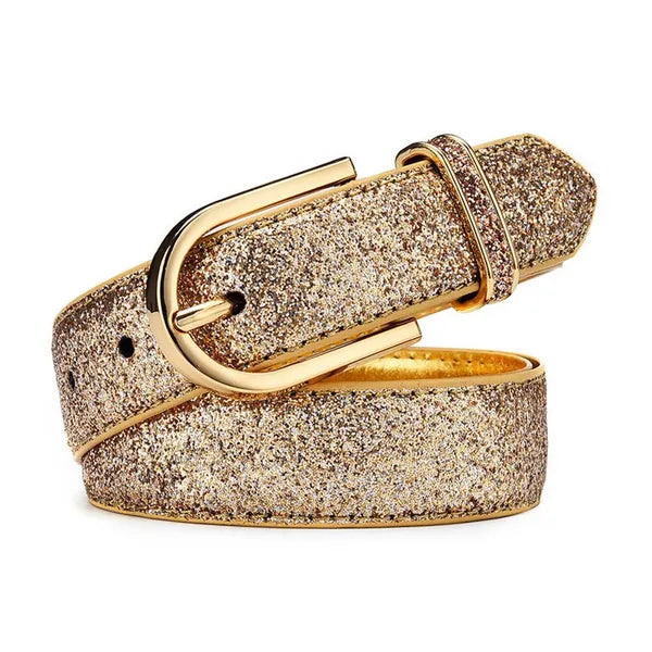 Stilista Cinture da donna Cintura da donna in pelle oro glitter Cintura da donna in argento Cintura da smoking di alta qualità Ceinture Femme