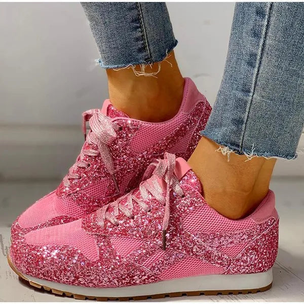 Per donna scarpe da ginnastica Scarpe da ginnastica Sneakers Con lustrini Sneakers bling bling Argento Tacco piatto Punta tonda Sportivo Casual Quotidiano All'aperto Scarpe da tennis Scarpe da passeggio Retato Lustrini