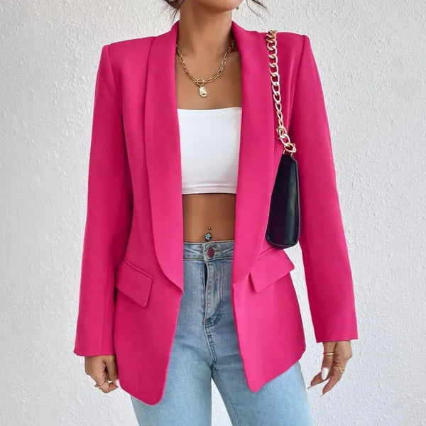 New Fashion Plus Size XS-5XL Femminile Tinta unita Risvolto Abiti slim e blazer Cardigan Temperamento Blazer Suit Top, Adatto per il pendolarismo e l'uso quotidiano