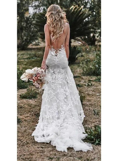 Abito da sposa da sposa in pizzo Nuovo abito da sera da sposa con fionda a V profonda sexy