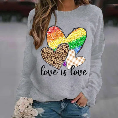 Nuovi vestiti da donna Moda Pullover a maniche lunghe Top Casual Faith Hope Love Maglione stampato Outdoor Girocollo Felpe da ginnastica