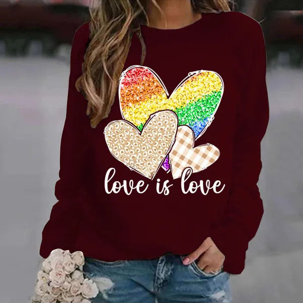 Nuovi vestiti da donna Moda Pullover a maniche lunghe Top Casual Faith Hope Love Maglione stampato Outdoor Girocollo Felpe da ginnastica