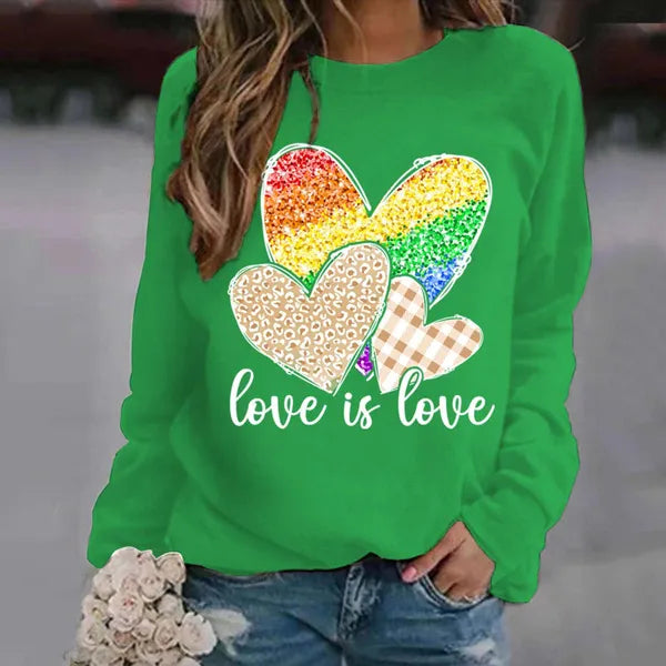 Nuovi vestiti da donna Moda Pullover a maniche lunghe Top Casual Faith Hope Love Maglione stampato Outdoor Girocollo Felpe da ginnastica