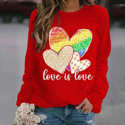 Nuovi vestiti da donna Moda Pullover a maniche lunghe Top Casual Faith Hope Love Maglione stampato Outdoor Girocollo Felpe da ginnastica