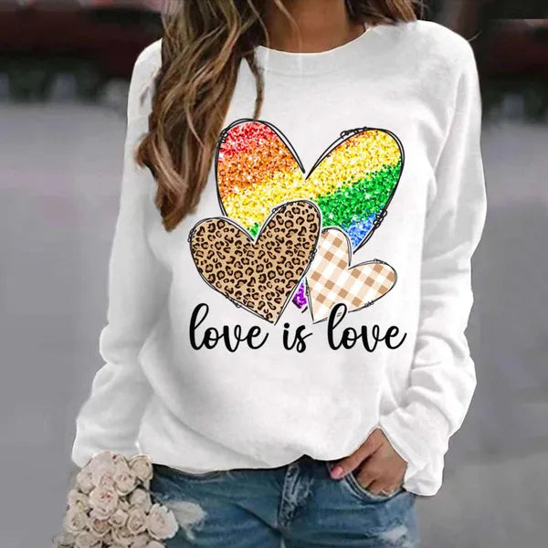 Nuovi vestiti da donna Moda Pullover a maniche lunghe Top Casual Faith Hope Love Maglione stampato Outdoor Girocollo Felpe da ginnastica